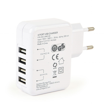 EnerGenie Universal USB charger EG-U4AC-02 White