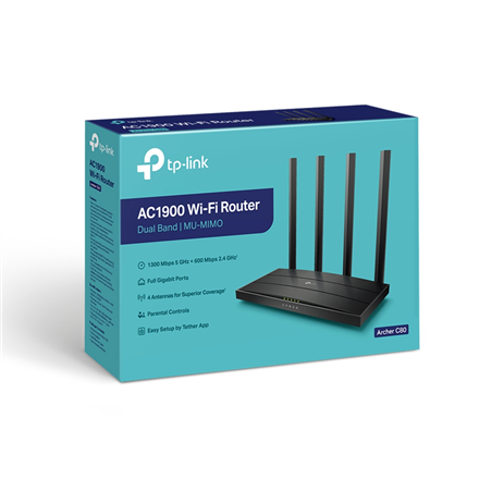 TP-LINK AC1900 Wireless MU-MIMO Wi-Fi 5 Router Archer C80 802.11ac