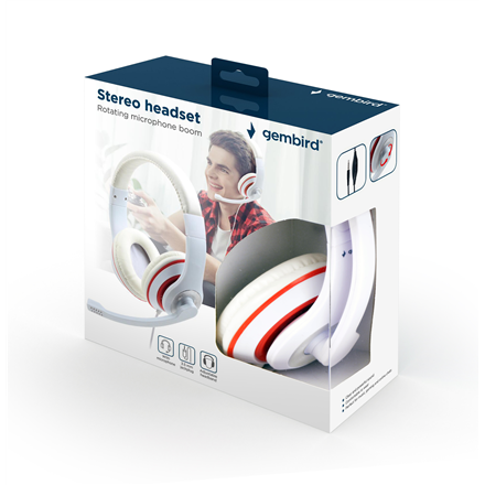 Gembird Stereo Headset MHS 03 WTRD White with Red Ring