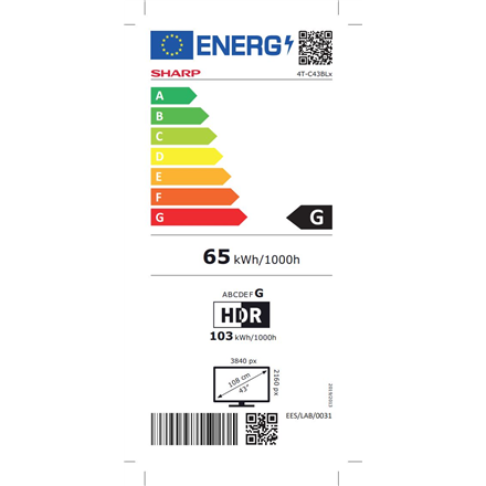 Sharp 43BL2EA 43” (109cm) 4K Ultra HD Smart Android TV
