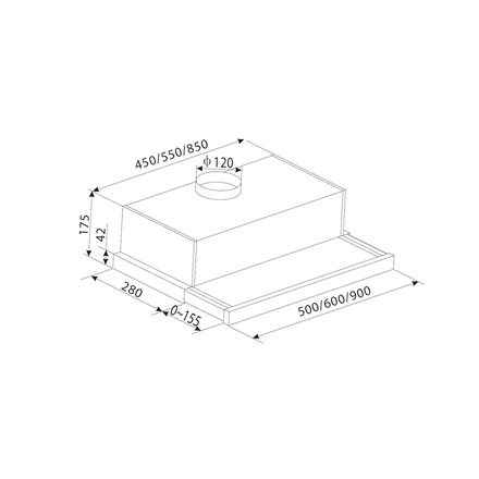 CATA Hood TFH 5250 X Telescopic Energy efficiency class D Width 50 cm 325 m³/h Slider control LED I