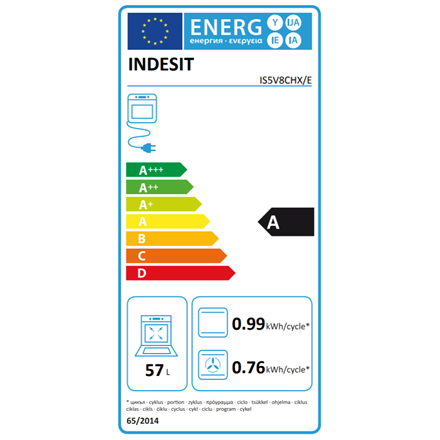 INDESIT Cooker IS5V8CHX/E Hob type Vitroceramic