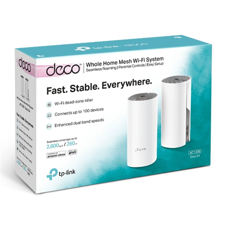 TP-LINK C1200 Whole Home Mesh Wi-Fi System Deco E4 (2-pack)	 802.11ac