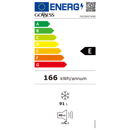 Goddess Freezer GODFSC0143TW8F Energy efficiency class E