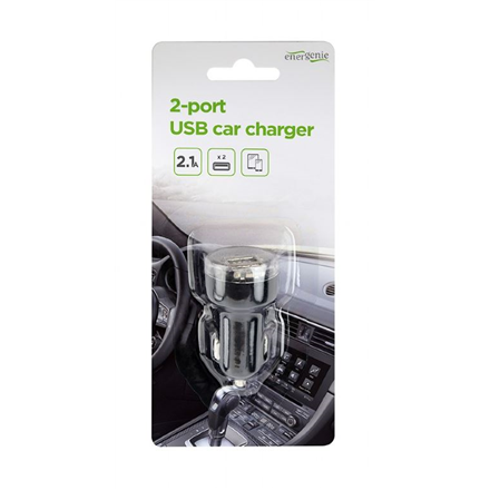 EnerGenie 2-port USB car charger EG-U2C2A-CAR-02 Black