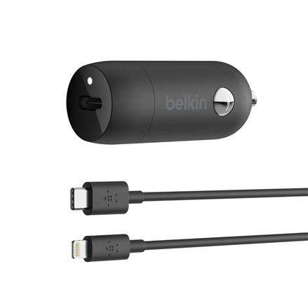 Belkin 20W USB-C PD Car Charger + USB-C to Lightning Cable BOOST CHARGE Black