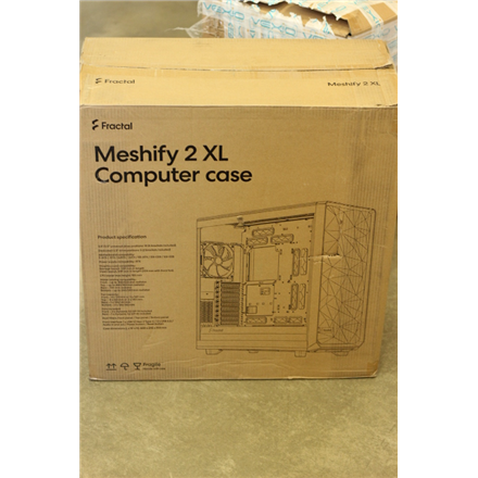 SALE OUT. Fractal Design Meshify 2 XL Black TG Light Tint Fractal Design Meshify 2 XL Light Tempered Glass Black