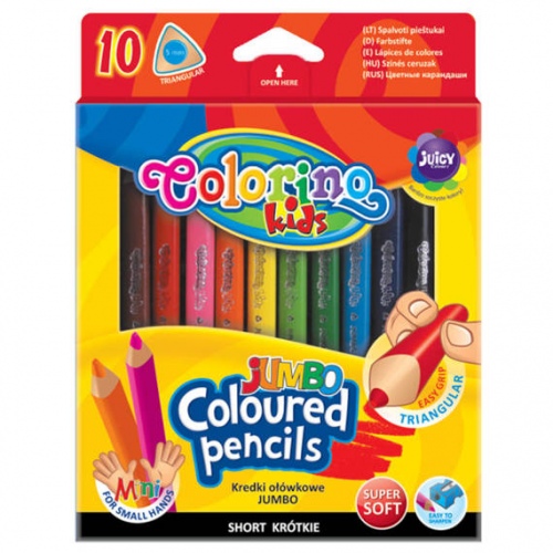 Colorino Kids JUMBO triangular coloured pencils 8.9 cm 10 colours