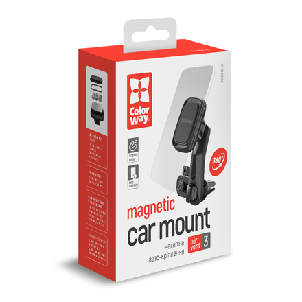 ColorWay Magnetic Car Holder For Smartphone  Air Vent-3 Gray