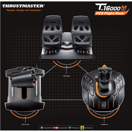 Thrustmaster Joystick T 16000M Flight Pack Black