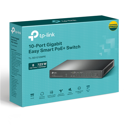 TP-LINK 10-Port Gigabit Easy Smart Switch with 8-Port PoE+ TL-SG1210MPE PoE Switches