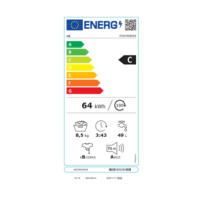 LG Washing Machine F2WV5S8S1E Energy efficiency class C