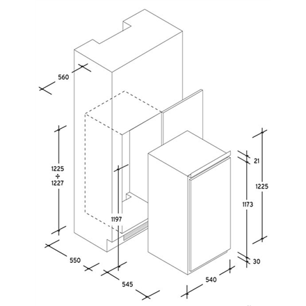 Candy | Refrigerator | CIO 225 NE | Energy efficiency class F | Built-in | Larder | Height 122 cm | 