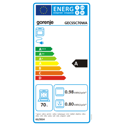 Gorenje Cooker GECS5C70WA Hob type Vitroceramic