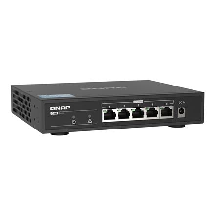 QNAP | 5 port 2.5Gbps Auto Negotiation (2.5G/1G/100M) | QSW-1105-5T | Unmanaged | Desktop | 1 Gbps (