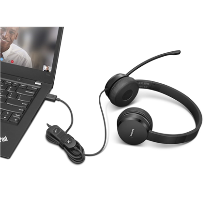 Lenovo USB-A Stereo Headset with Control Box Built-in microphone