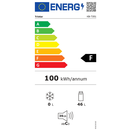 Tristar Refrigerator KB-7351 Energy efficiency class F