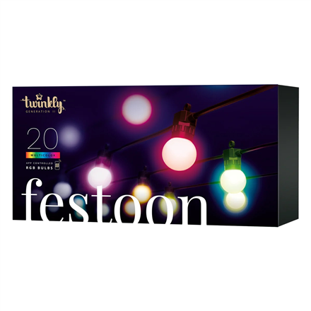 Twinkly Festoon Smart LED Lights 20 RGB (Multicolor) G45 bulbs