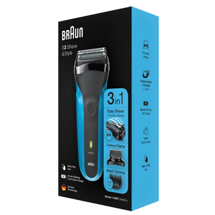 Braun | Shaver with Trimmer | Shave&Style 310BT | Cordless | Wet & Dry | Number of length steps 5 | 