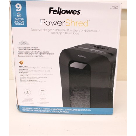 SALE OUT. Fellowes Powershred LX50 Cross-Cut Shredder | Powershred | LX50 | Black | 17 L | Credit ca