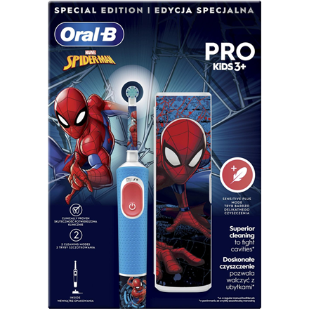 Oral-B Electric Toothbrush with Travel Case Vitality PRO Kids Spiderman  Rechargeable For children N