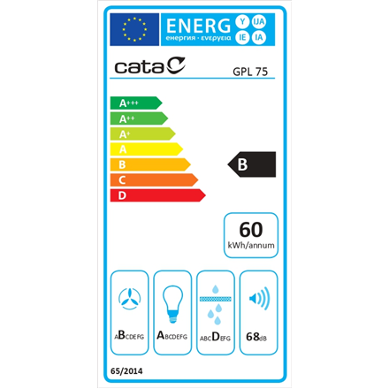 CATA Hood GPL 75 X Canopy Energy efficiency class B Width 70 cm 645 m³/h Touch LED Stainless Steel