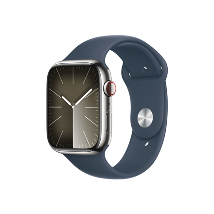 Apple Apple Watch Series 9 GPS + Cellular 45mm Silver Stainless Steel Case with Storm Blue Sport Ba
