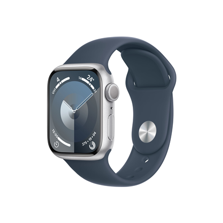 Apple Watch Series 9 GPS 41mm Silver Aluminium Case with Storm Blue Sport Band - M/L Apple