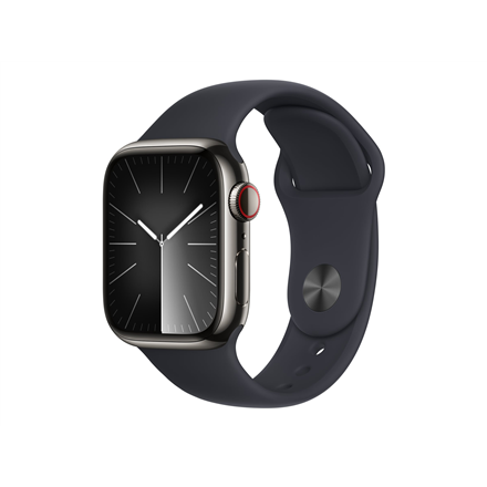 Apple Watch Series 9 GPS + Cellular 41mm Graphite Stainless Steel Case with Midnight Sport Band - M