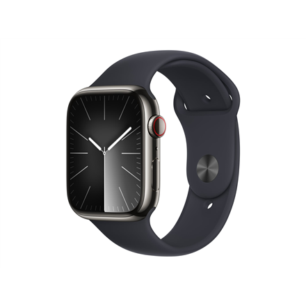 Apple Watch Series 9 GPS + Cellular 45mm Graphite Stainless Steel Case with Midnight Sport Band - M