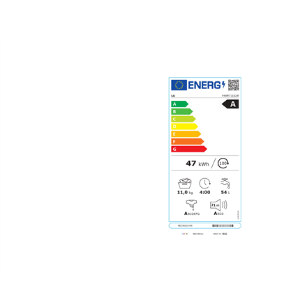 LG Washing Machine F4WR711S2W  Energy efficiency class A - 10% Front loading Washing capacity 11 kg 