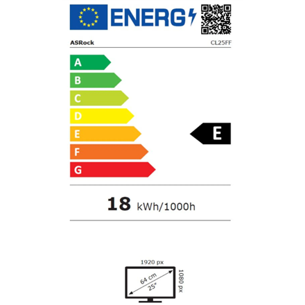 ASRock Monitor CL25FF 24.5 " IPS 16:9 1 ms Black 100 Hz HDMI ports quantity 1
