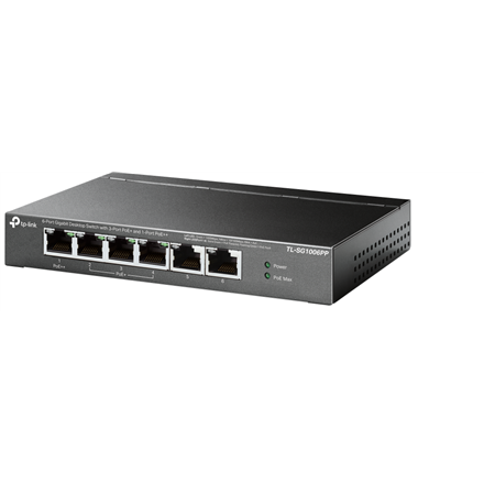 TP-LINK | 6-Port Gigabit Switch with 3-Port PoE+ and 1-Port PoE++ | TL-SG1006PP | Unmanaged | Deskto
