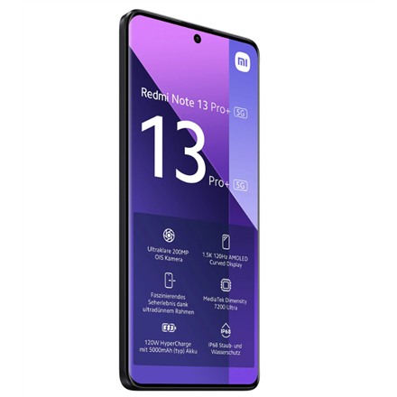 Xiaomi Redmi Note 13 Pro+ Midnight Black 6.67 " AMOLED 1220 x 2712 pixels Mediatek Dimensity 7200 Ul