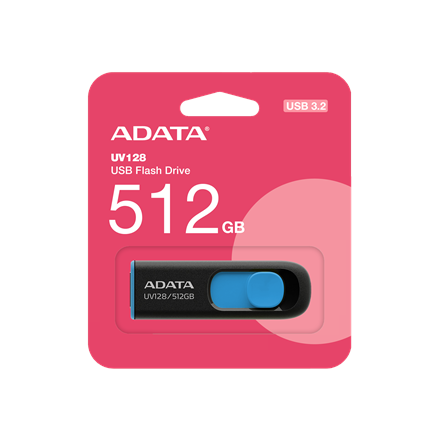 ADATA USB Flash Drive UV128 512 GB USB 3.2 Gen1 Black/Blue