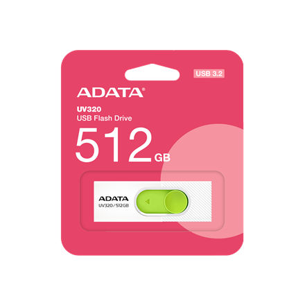ADATA USB Flash Drive UV320 512 GB USB 3.2 Gen1 White/Green