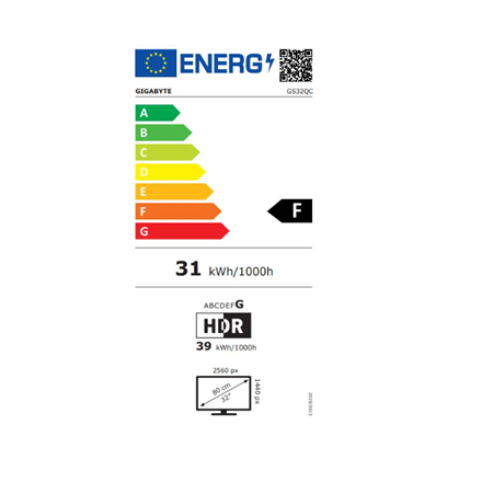 Gigabyte Gaming Monitor GS32QC EU 31.5 " VA 2560 x 1400 pixels 1 ms 300 cd/m² 170 Hz HDMI ports qua