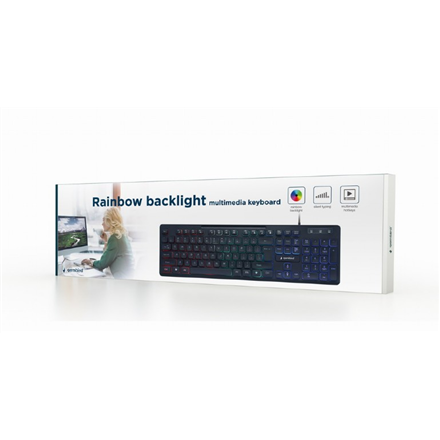 Gembird "Rainbow" Backlight Multimedia Keyboard KB-UML-02 Keyboard Wired US N/A Black