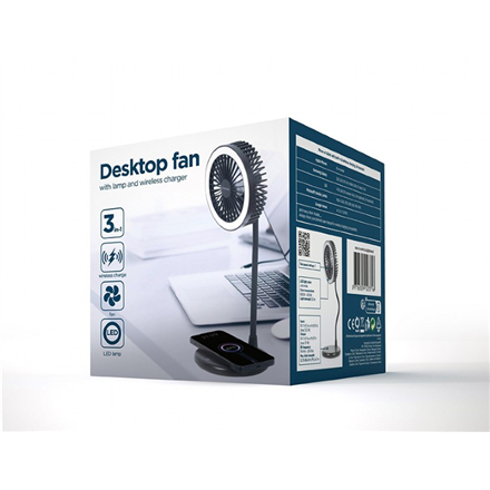 Gembird TA-WPC10-LEDFAN-01 Desktop Fan With Lamp And Wireless Charger N/A Phone or tablet with built