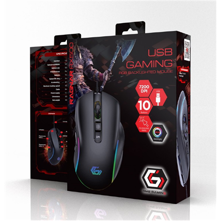 Gembird Gaming Mouse RGB Backlighted MUSG-RAGNAR-RX500 Black  USB Wired