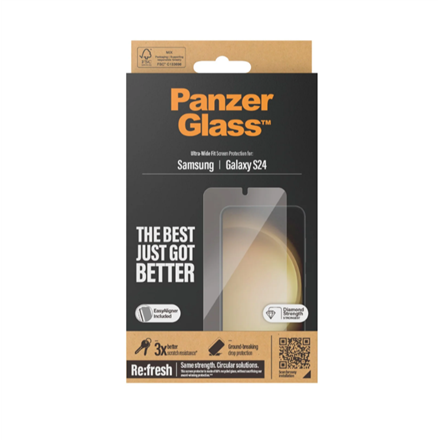PanzerGlass Screen protector Samsung Galaxy S24 Polyethylene terephthalate (PET) Transparent Ultra-W