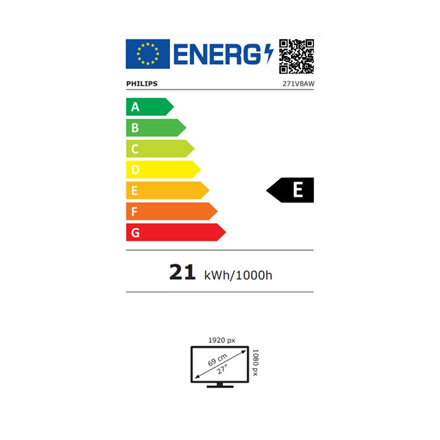 Philips | Monitor | 271V8AW/00 | 27 " | IPS | 1920 x 1080 pixels | 16:9 | 4 ms | 250 cd/m² | White 