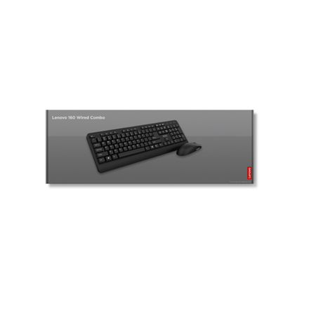 Lenovo | 160 Combo | Keyboard | Wired | Mouse included | US | Black | USB-A 2.0