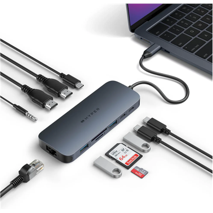 Hyper | HyperDrive Next 11 Port USB-C Hub | HD4006GL | Ethernet LAN (RJ-45) ports 1 | HDMI ports qua