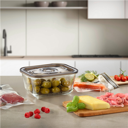 Caso Glass Vacuum Container with Plastic Lid | VacuBoxx Eco M | Transparent