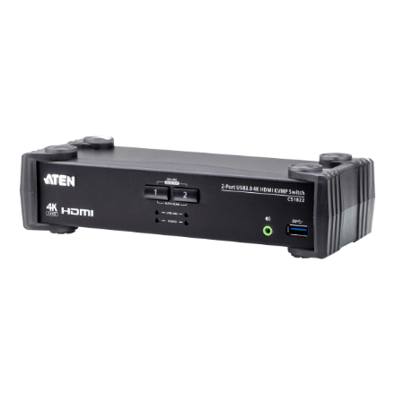 Aten 2-Port USB 3.0 4K HDMI KVMP Switch with Audio Mixer Mode | CS1822