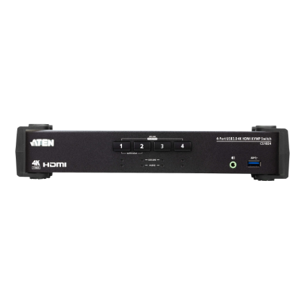 Aten 4-Port USB 3.0 4K HDMI KVMP Switch with Audio Mixer Mode | CS1824