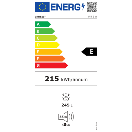 INDESIT | Freezer | UI6 2 W | Energy efficiency class E | Upright | Free standing | Height 167 cm | 