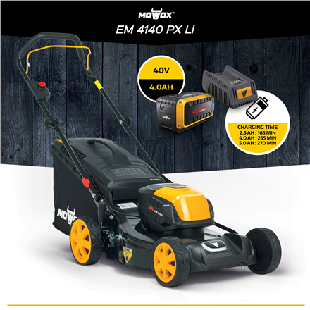 MoWox | 40V Comfort Series Cordless Lawnmower | EM 4140 PX-Li | Mowing Area 400 m² | 4000 mAh | Bat