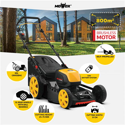 MoWox | 40V Comfort Series Cordless Lawnmower | EM 5140 SX-2Li | 4000 mAh | Battery and Charger incl